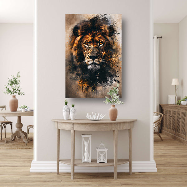 Leeuwenkop in dynamische graffiti-stijl canvas met baklijst