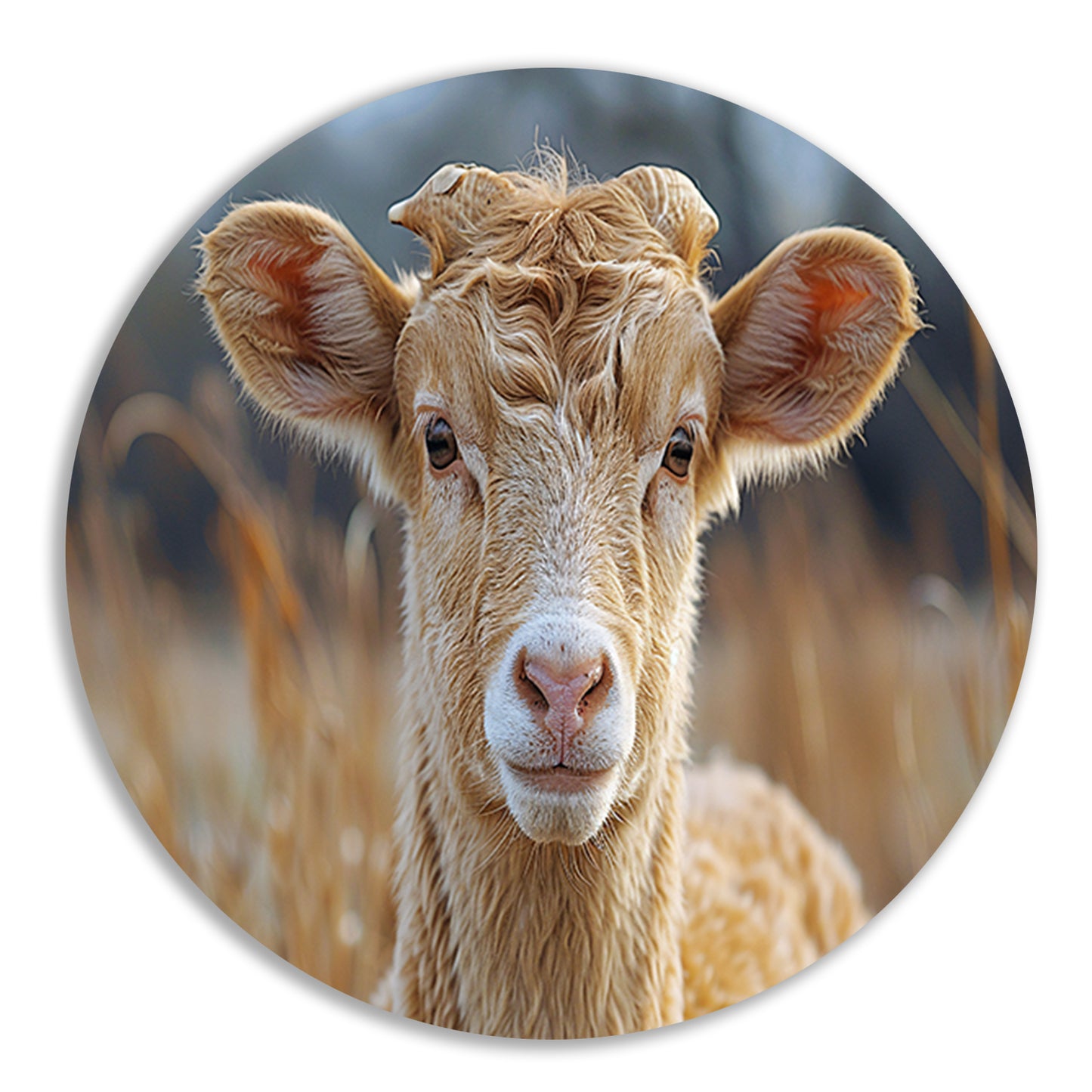 Grazend schaap in ochtendgloren aluminium muurcirkel