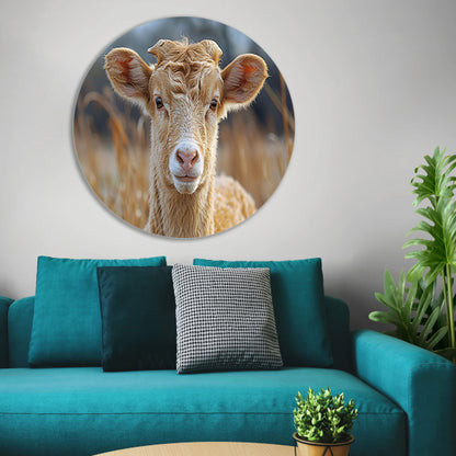 Grazend schaap in ochtendgloren aluminium muurcirkel