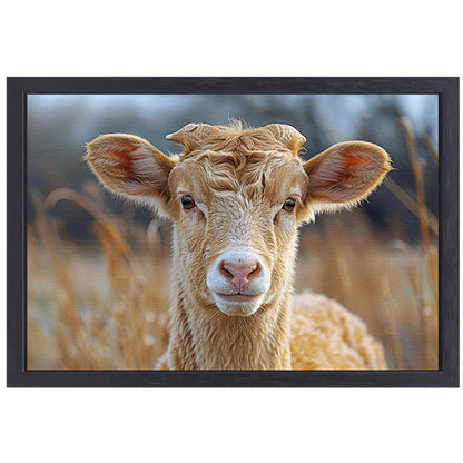 Grazend schaap in ochtendgloren canvas met baklijst