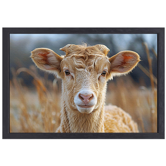 Grazend schaap in ochtendgloren canvas met baklijst