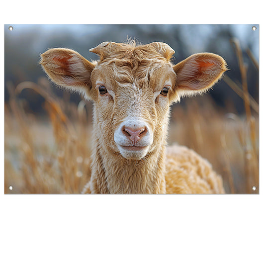 Grazend schaap in ochtendgloren tuinposter