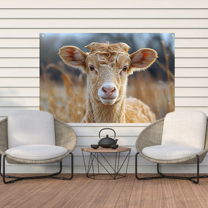Grazend schaap in ochtendgloren tuinposter