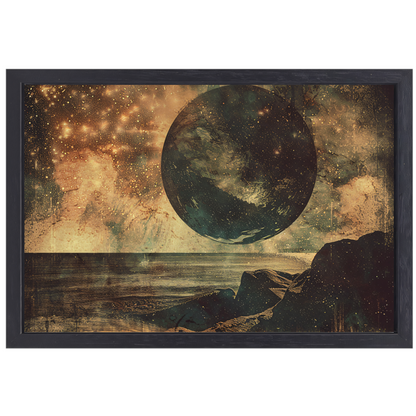 Gouden Kosmische Gloed Boven Zee canvas met baklijst