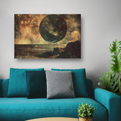 Gouden Kosmische Gloed Boven Zee poster