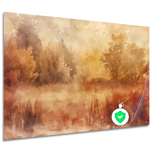 Nevelig sepia boslandschap in herfstsfeer poster
