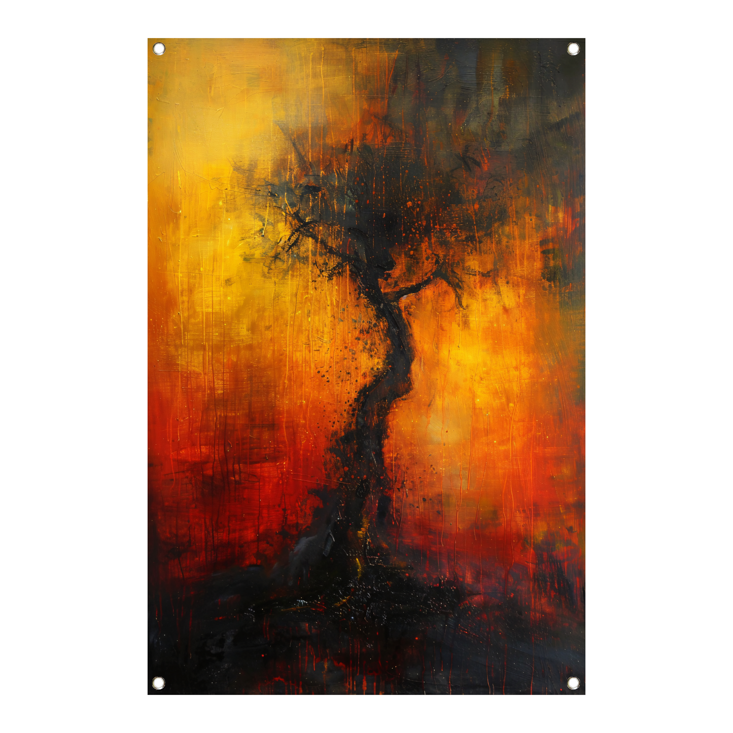 Abstracte Boom omgeven door Vurige Kleuren tuinposter