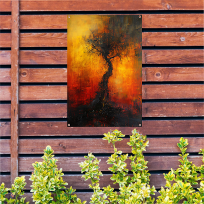Abstracte Boom omgeven door Vurige Kleuren tuinposter