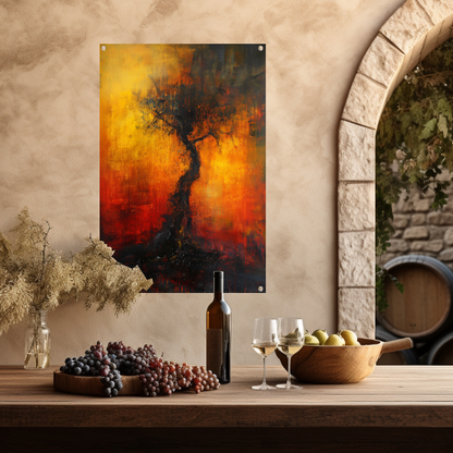 Abstracte Boom omgeven door Vurige Kleuren tuinposter