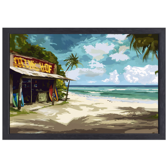 Surfparadijs aan het azuur canvas met baklijst
