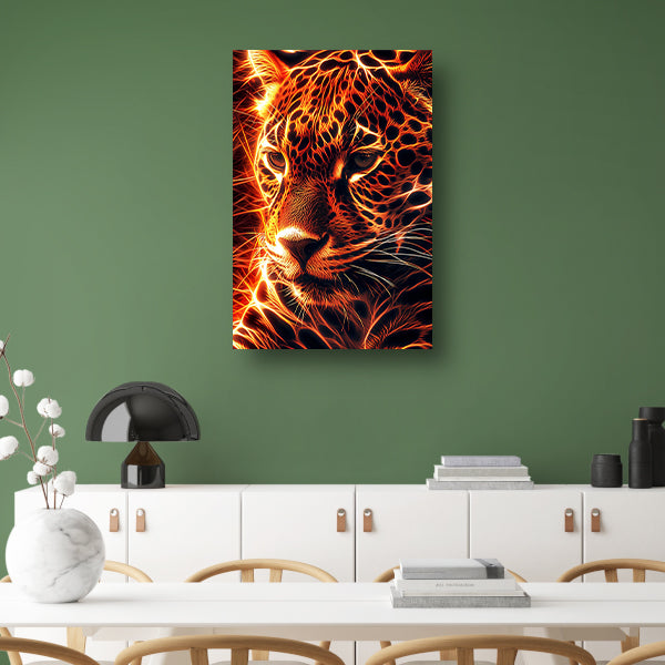 Vurige digitale kunst van majestueuze jaguar acrylglas