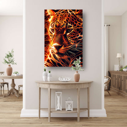 Vurige digitale kunst van majestueuze jaguar acrylglas