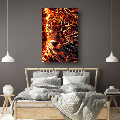 Vurige digitale kunst van majestueuze jaguar acrylglas