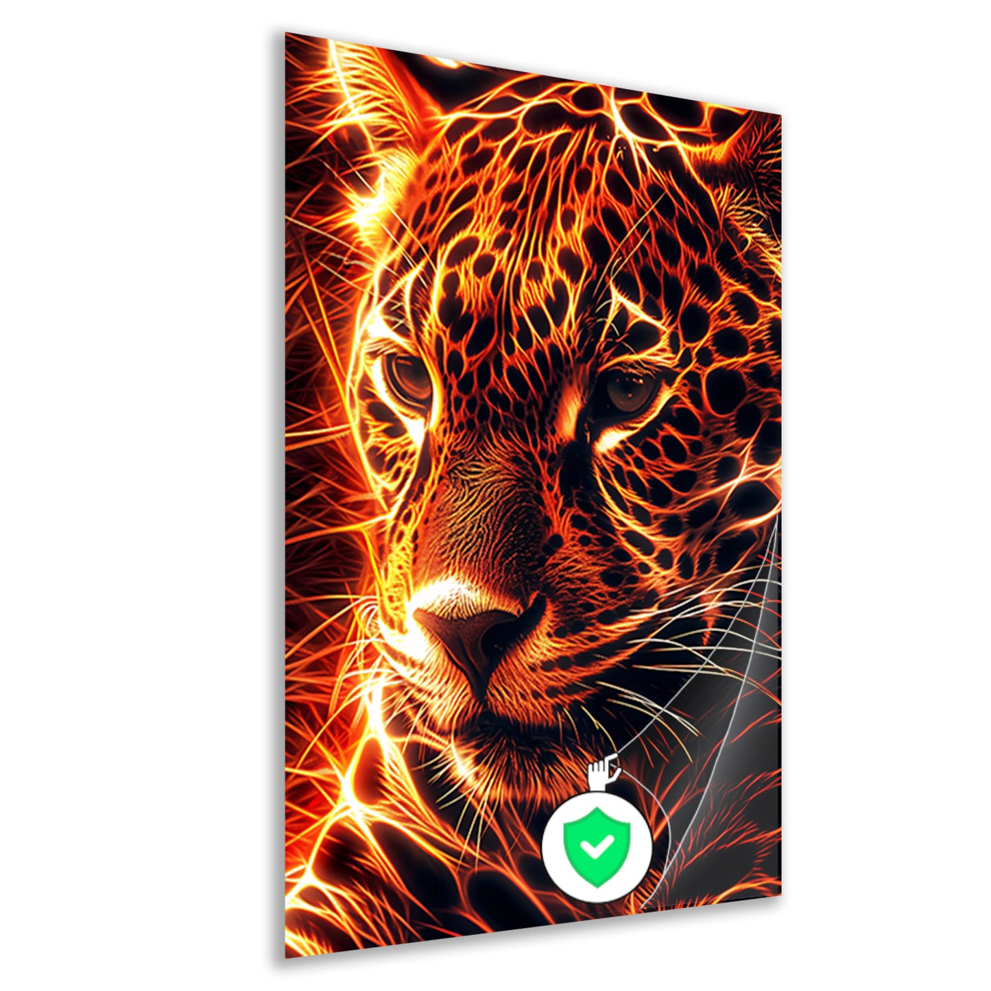 Vurige digitale kunst van majestueuze jaguar poster