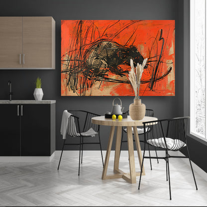 Abstracte rat in rood en zwart poster