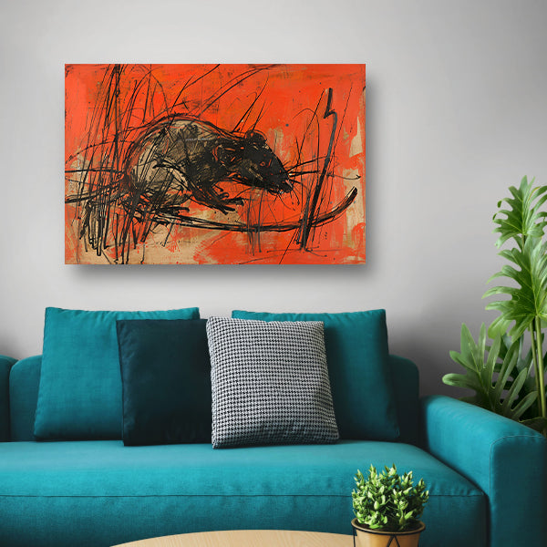 Abstracte rat in rood en zwart poster