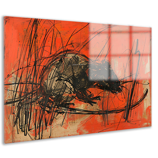 Abstracte rat in rood en zwart acrylglas