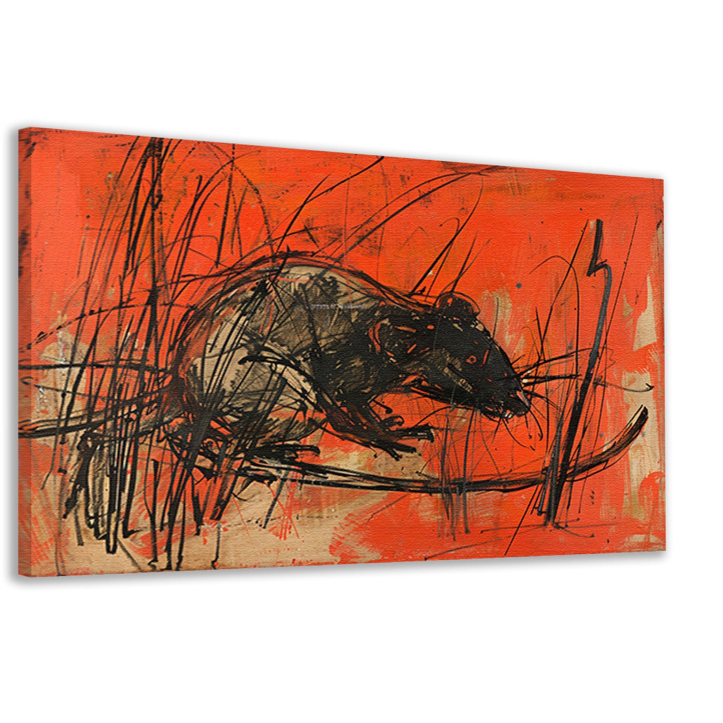 Abstracte rat in rood en zwart canvas