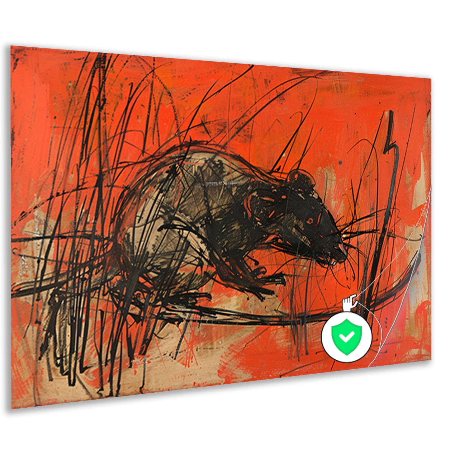 Abstracte rat in rood en zwart poster