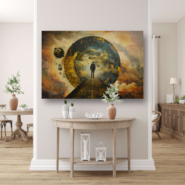 Wandelaar tussen tijd en kosmische poorten acrylglas