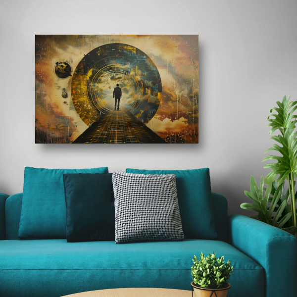 Wandelaar tussen tijd en kosmische poorten acrylglas
