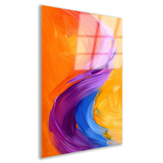 Kleurrijk abstract schilderij met dynamische vormen acrylglas