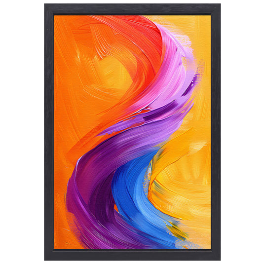 Kleurrijk abstract schilderij met dynamische vormen canvas met baklijst