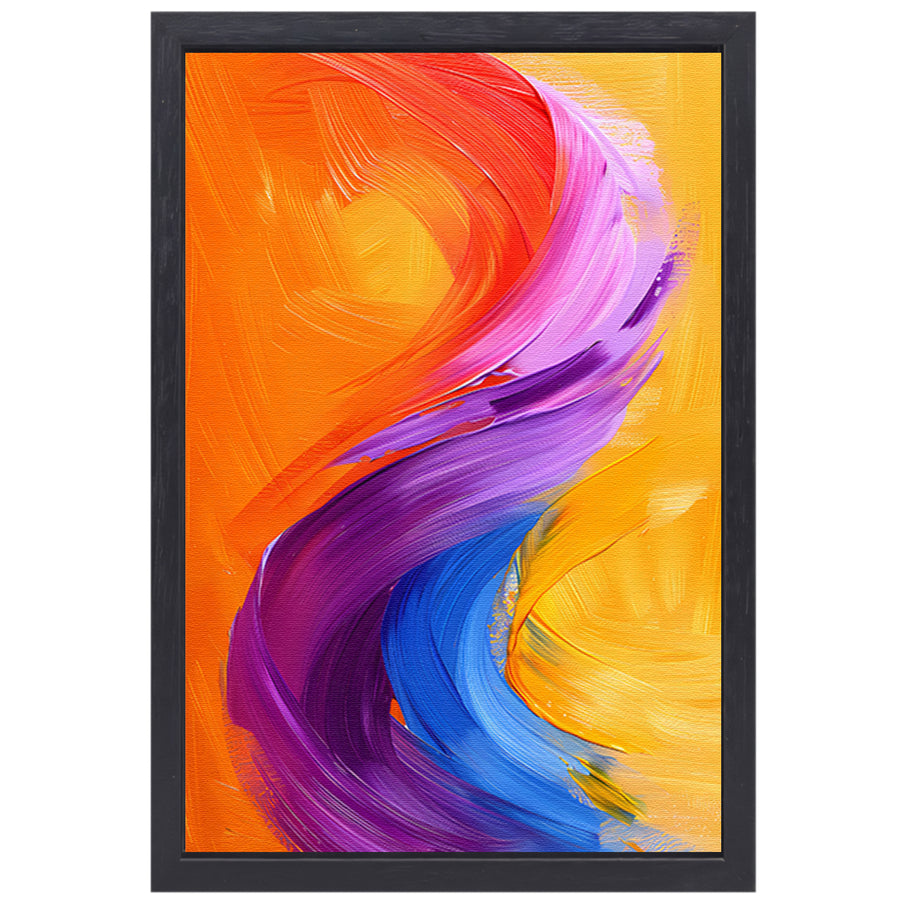 Kleurrijk abstract schilderij met dynamische vormen canvas met baklijst