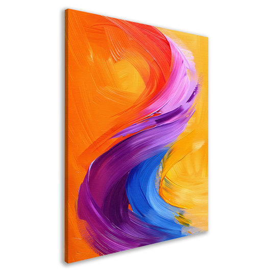 Kleurrijk abstract schilderij met dynamische vormen canvas