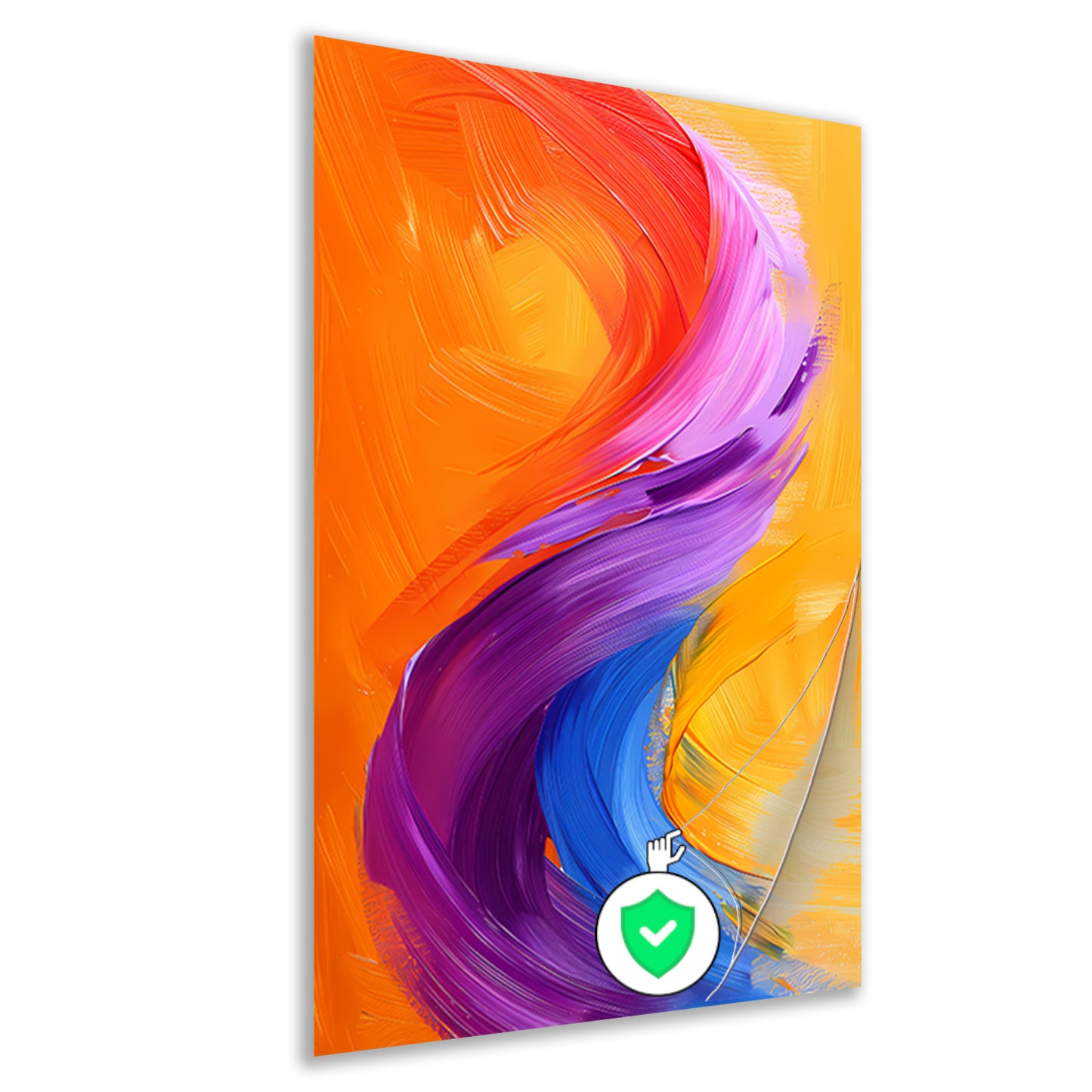 Kleurrijk abstract schilderij met dynamische vormen poster