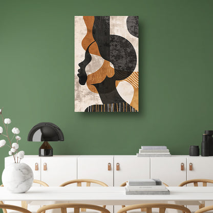 Abstract Silhouet in Aardetinten en Monochroom canvas