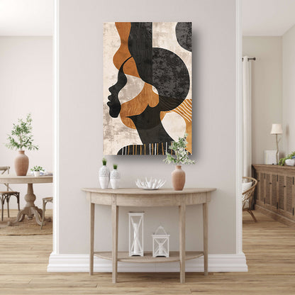 Abstract Silhouet in Aardetinten en Monochroom canvas