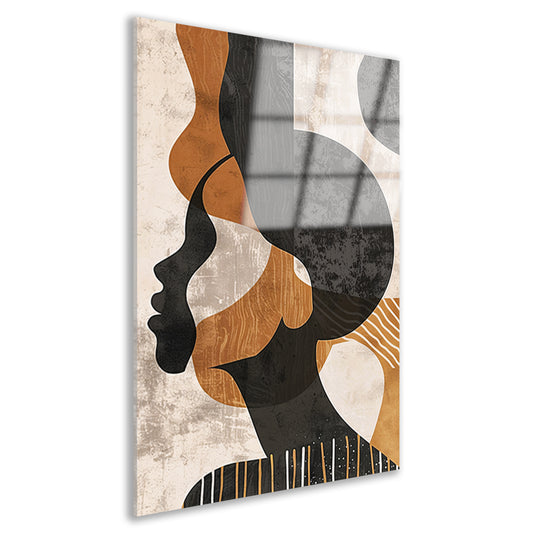 Abstract Silhouet in Aardetinten en Monochroom acrylglas