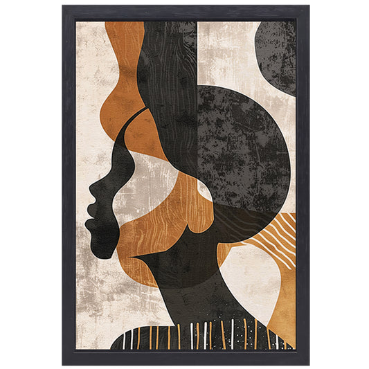 Abstract Silhouet in Aardetinten en Monochroom canvas met baklijst
