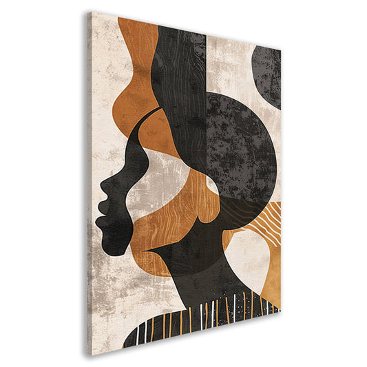 Abstract Silhouet in Aardetinten en Monochroom canvas