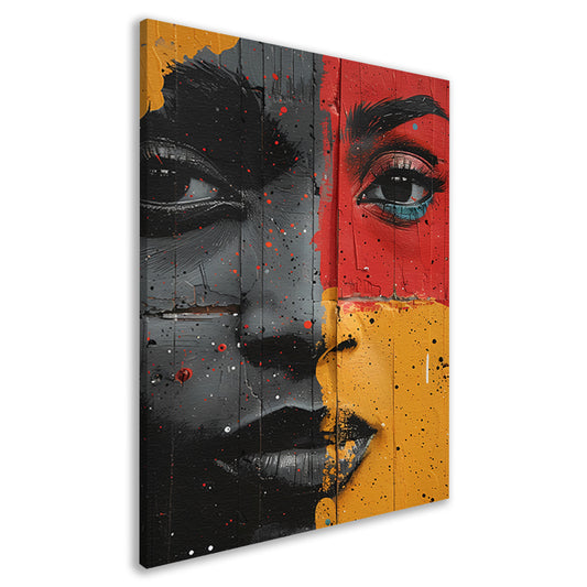 Gesplitst Gezicht met Kleurrijk Verfspetters canvas