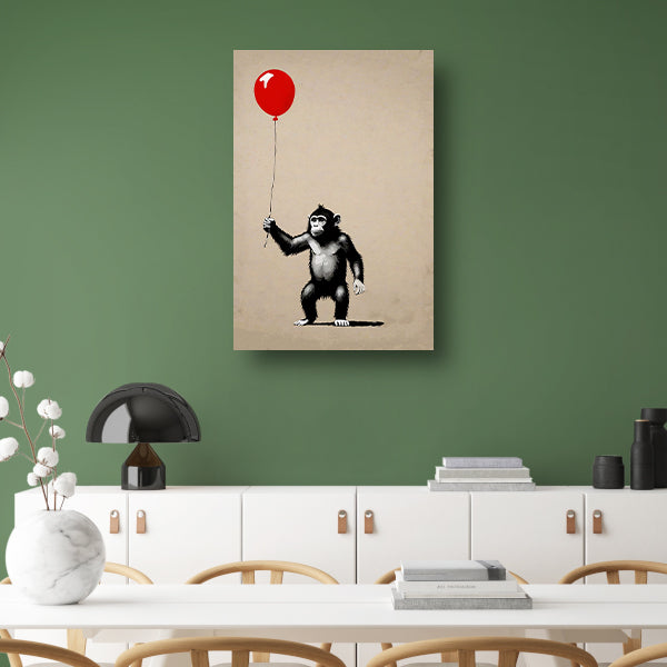 Jonge Aap met Rode Ballon canvas