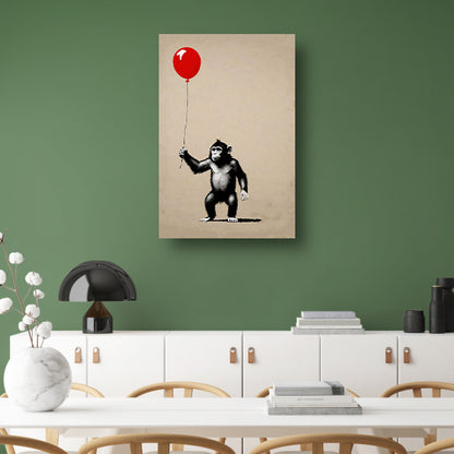 Jonge Aap met Rode Ballon canvas