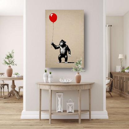 Jonge Aap met Rode Ballon canvas