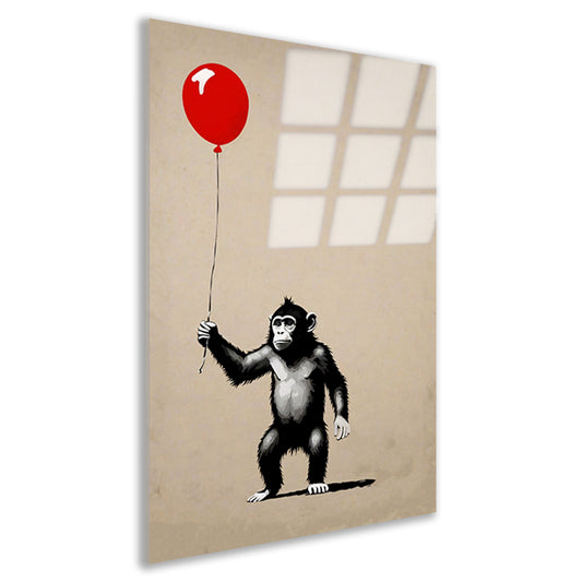 Jonge Aap met Rode Ballon acrylglas