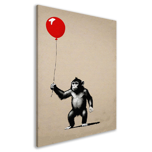 Jonge Aap met Rode Ballon canvas