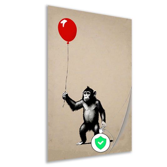 Jonge Aap met Rode Ballon poster
