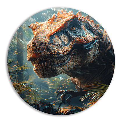 Portret van een majestueuze dinosaurus in het oerwoud forex muurcirkel