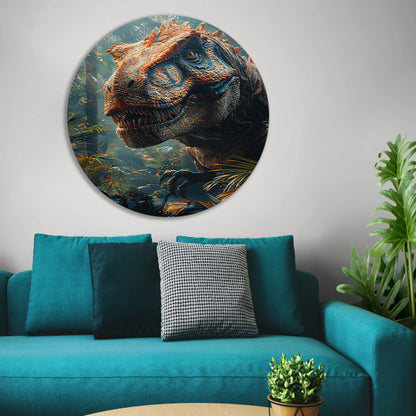 Portret van een majestueuze dinosaurus in het oerwoud forex muurcirkel