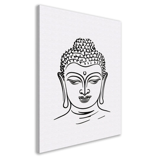 Minimalistische Lijnkunst van Boeddhas Gezicht canvas