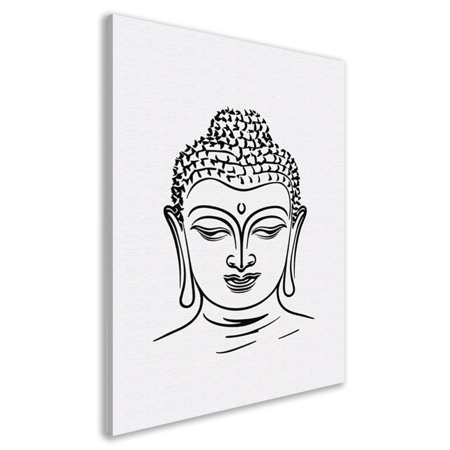 Minimalistische Lijnkunst van Boeddhas Gezicht canvas