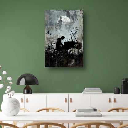 Silhouet pianist onder maanlicht   poster