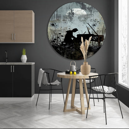 Silhouet pianist onder maanlicht   forex muurcirkel