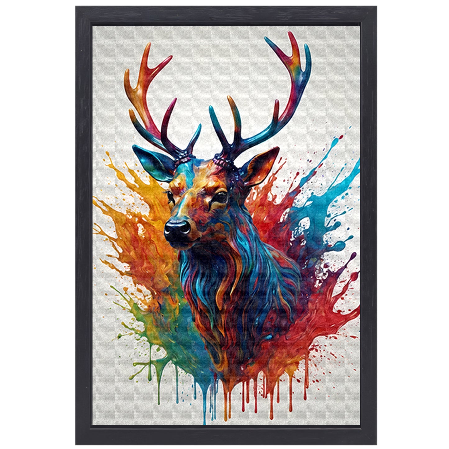 Kleurrijk Abstract Hert in Moderne Kunst canvas met baklijst