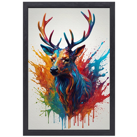 Kleurrijk Abstract Hert in Moderne Kunst canvas met baklijst